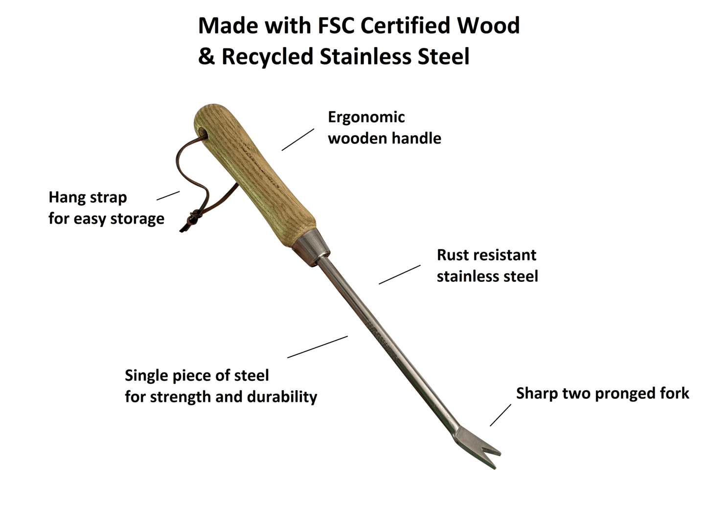 Stainless Steel Garden Dandelion Weeder (classic wood handle) - Tampa Home & Garden Store