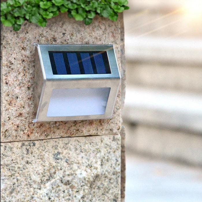 Stainless Steel LED Solar Stair Step Lights | Dusk to Dawn Auto On/Off | (2024 Model) - Tampa Home & Garden Store