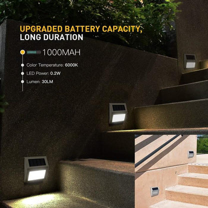 Stainless Steel LED Solar Stair Step Lights | Dusk to Dawn Auto On/Off | (2024 Model) - Tampa Home & Garden Store