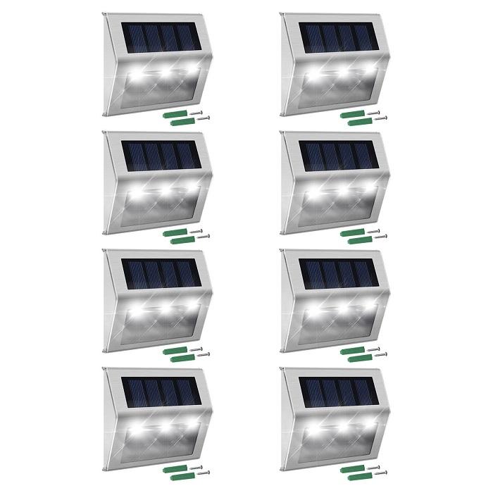 Stainless Steel LED Solar Stair Step Lights | Dusk to Dawn Auto On/Off | (2024 Model) - Tampa Home & Garden Store