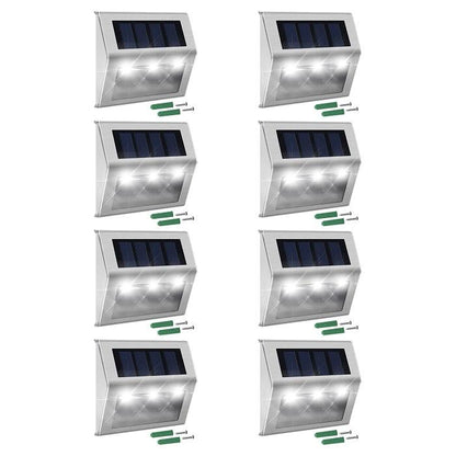 Stainless Steel LED Solar Stair Step Lights | Dusk to Dawn Auto On/Off | (2024 Model) - Tampa Home & Garden Store