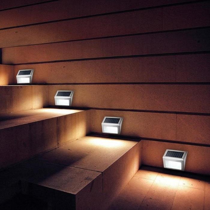 Stainless Steel LED Solar Stair Step Lights | Dusk to Dawn Auto On/Off | (2024 Model) - Tampa Home & Garden Store