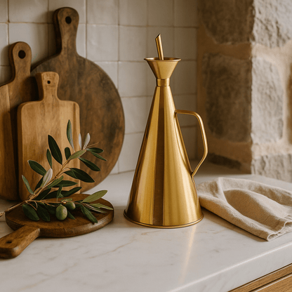Stainless Steel Oil Cruet with Gold Finish - Tampa Home & Garden Store