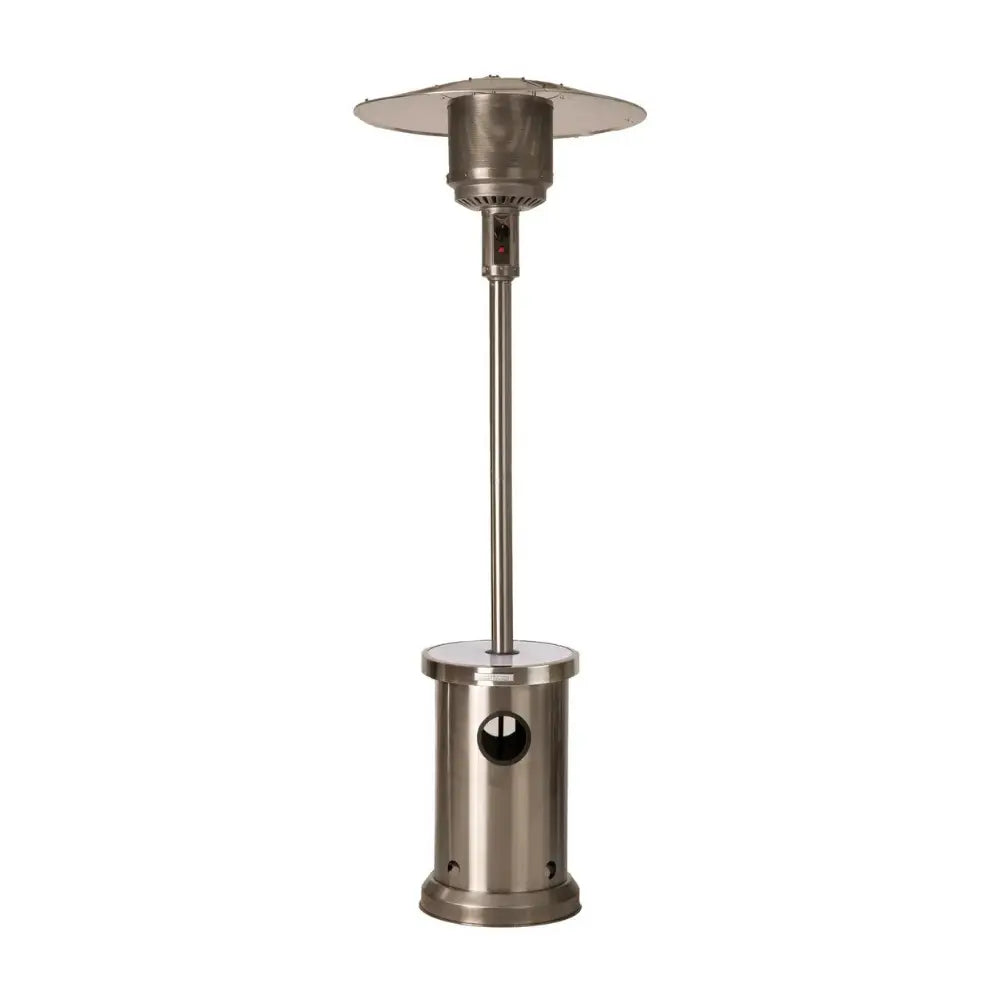 Stainless Patio Heater with Permanent LED Table, gas heater on tall pedestal Fire Sense on Tampa Home & Garden Store