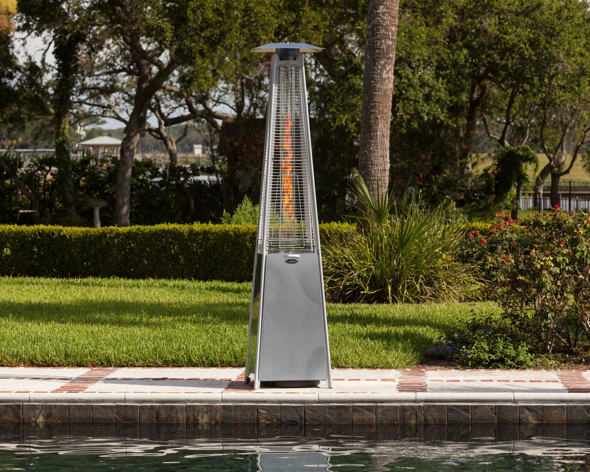 Stainless steel pyramid flame gas heater for patios, Fire Sense/Balkene Home patio heater on Tampa Home & Garden Store
