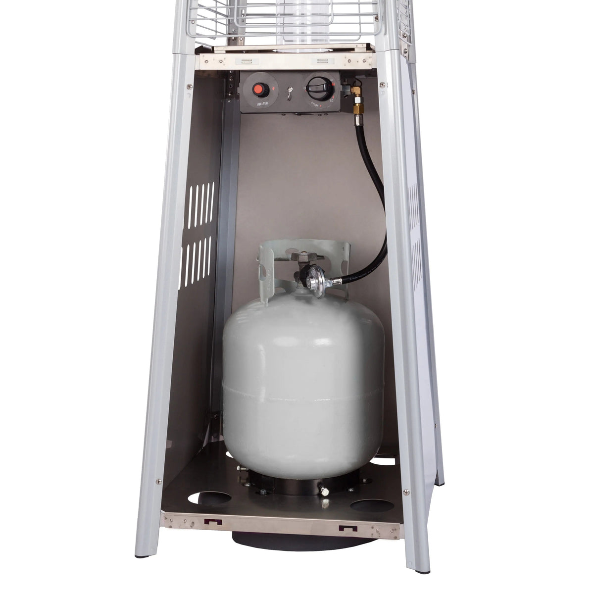 Stainless steel pyramid flame heater gas patio heater with ignition and pilot on Tampa Home & Garden Store