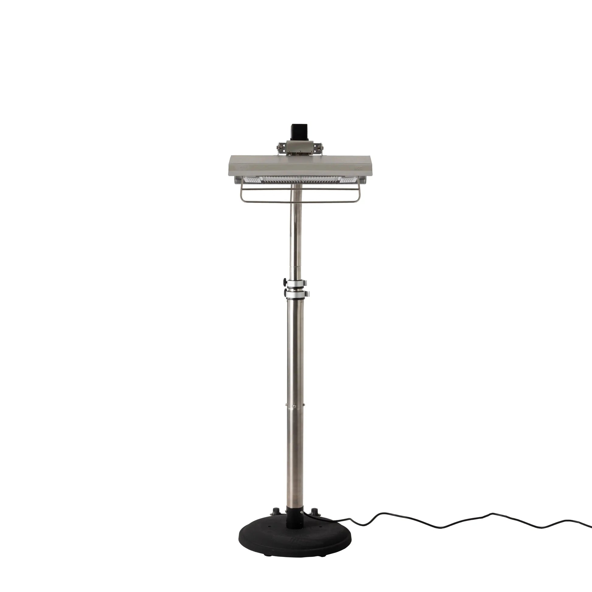 Stainless steel telescoping offset-pole infrared electric patio heater on a tall pole on Tampa Home & Garden Store