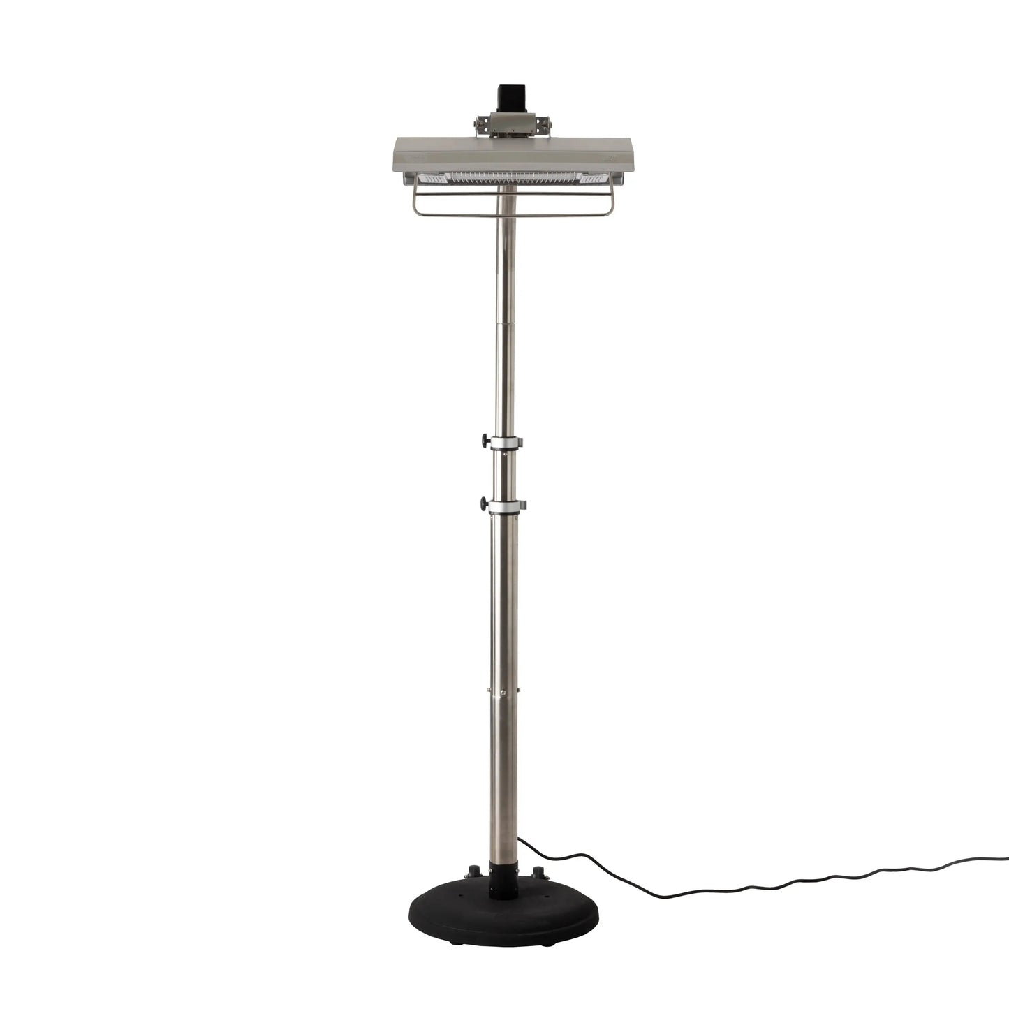 Stainless steel telescoping offset pole infrared patio heater; electric, Fire Sense/Balkene Home, pole-mounted with round base on Tampa Home & Garden Store