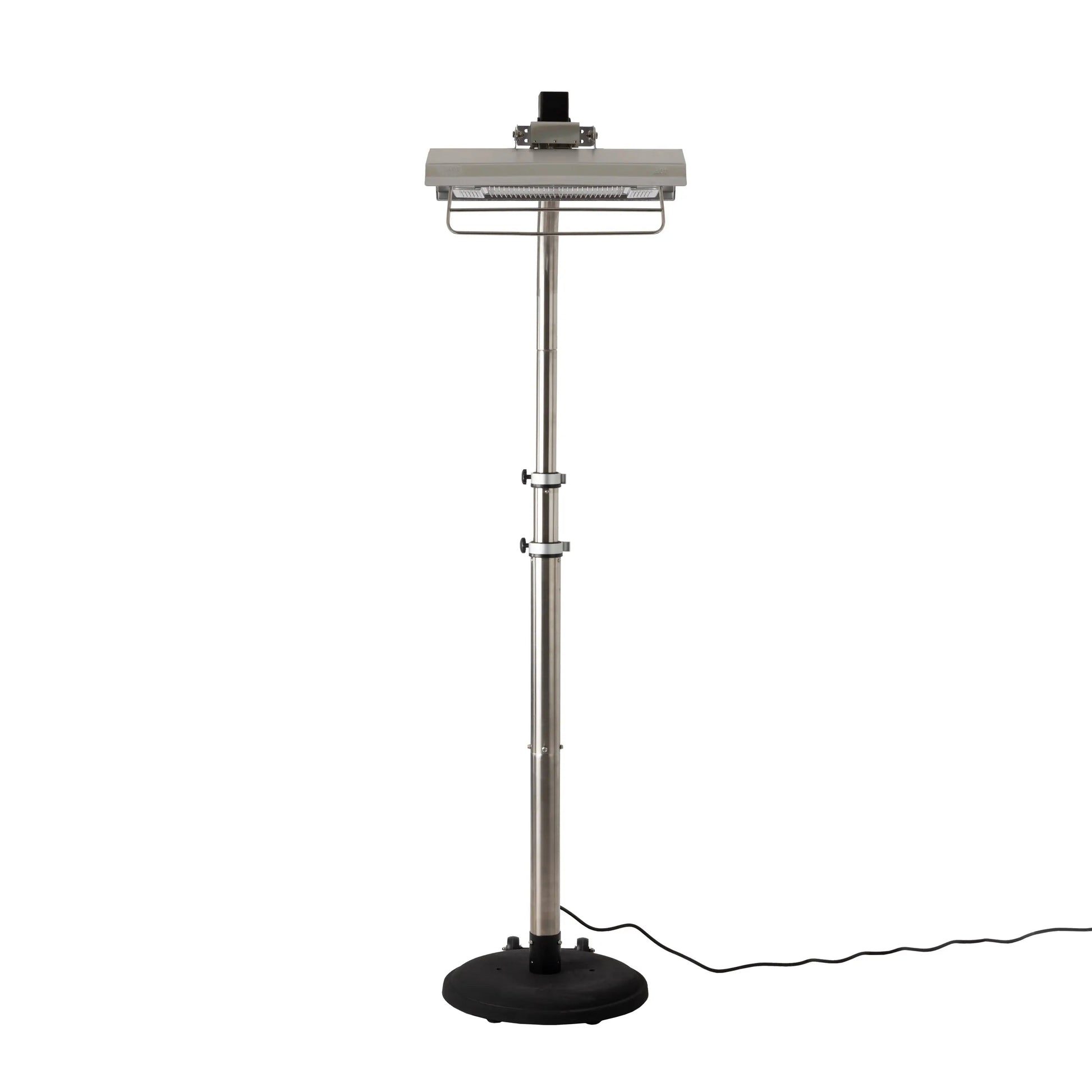 Stainless steel telescoping offset pole infrared patio heater; electric, Fire Sense/Balkene Home, pole-mounted with round base on Tampa Home & Garden Store