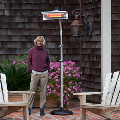 Stainless steel telescoping offset infrared patio heater on pedestal Fire Sense/Balkene Home on Tampa Home & Garden Store