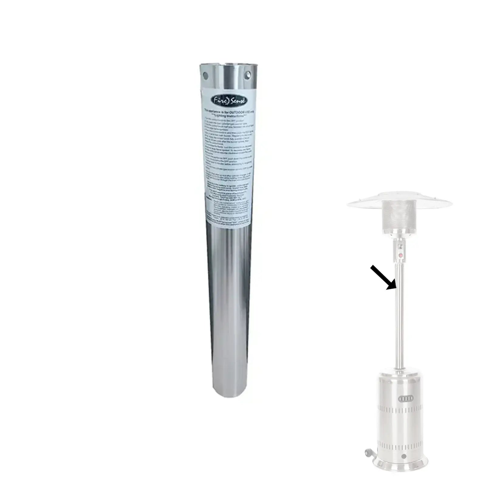 Stainless steel upper post replacement part for Fire Sense patio heater accessories on Tampa Home & Garden Store