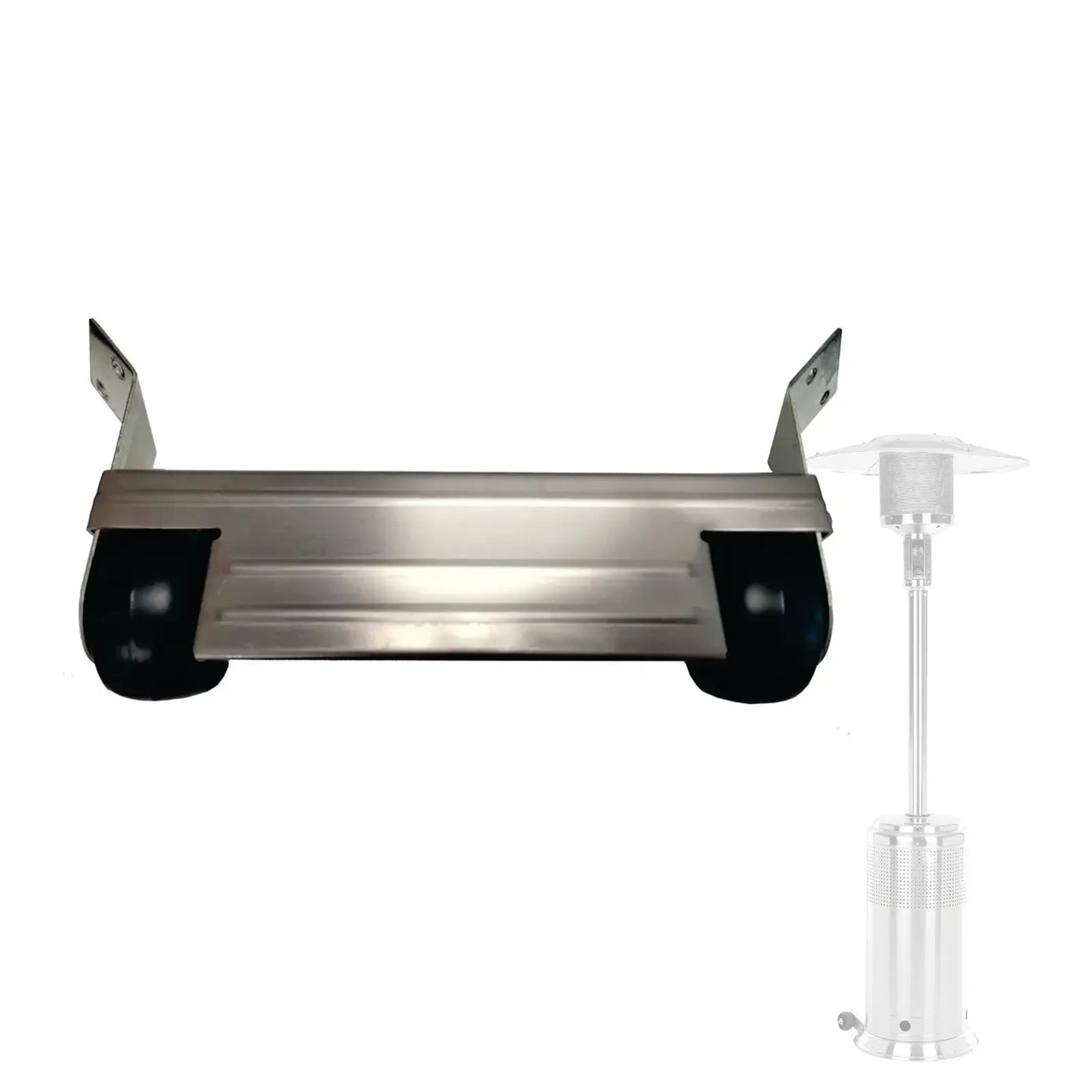 Stainless steel wheel kit with mounting brackets and 2 wheels for Pro-Series heater Fire Sense on Tampa Home & Garden Store