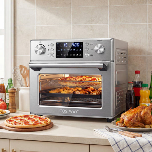 Horno de encimera de convección de acero inoxidable con función para hornear - Plateado
