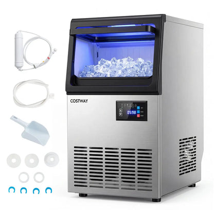 Stainless Steel Spray Ice Maker 30 lbs Storage