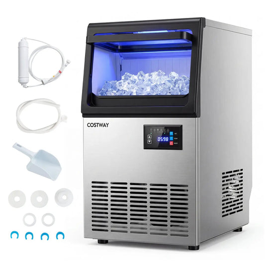 Ice maker with blue LED, DirectDeals 30 lb storage, 80 lb/day capacity, scoop included on Tampa Home & Garden Store