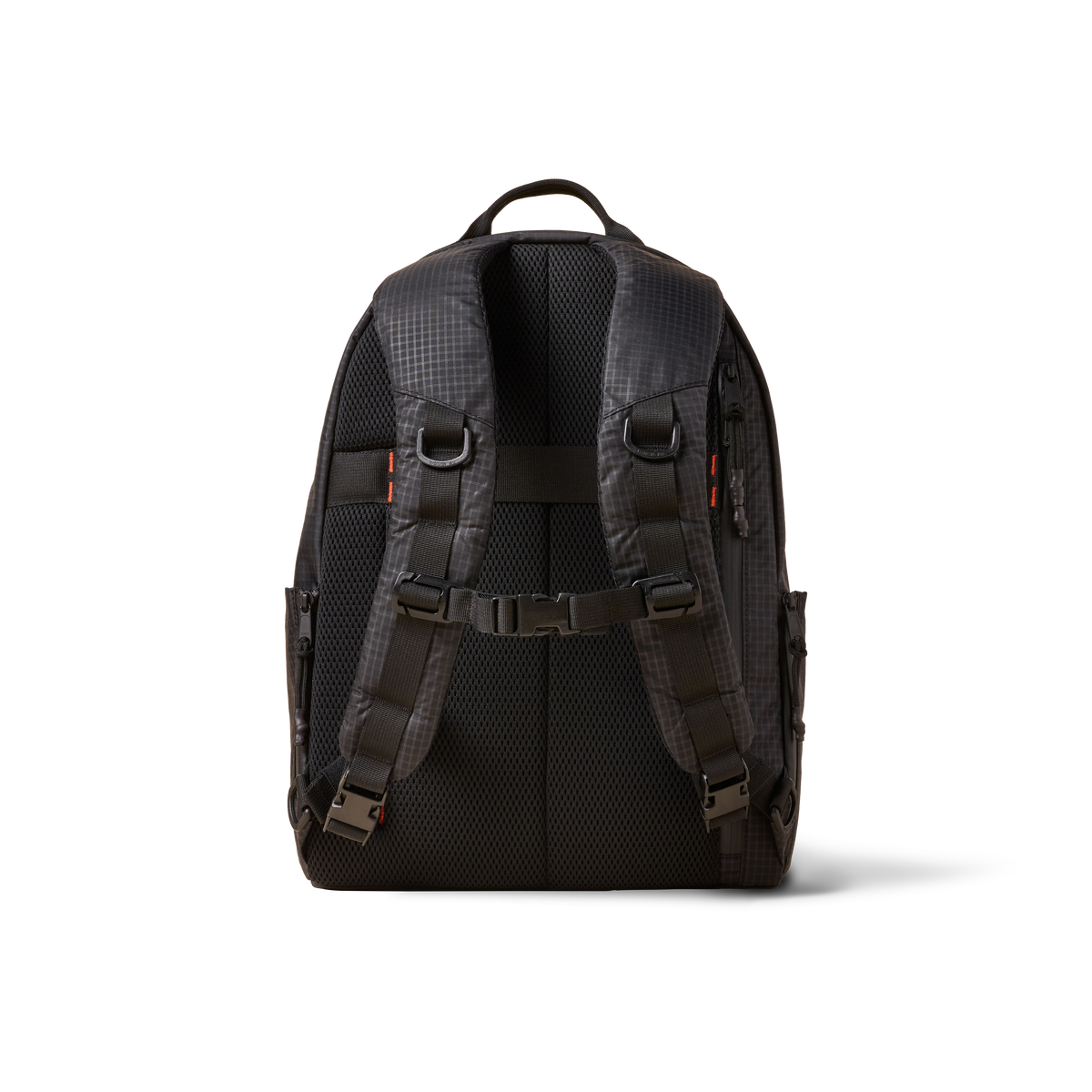 Standard Issue backpack by The Brown Buffalo, dark gray plaid fabric with padded mesh back on Tampa Home & Garden Store