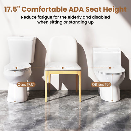 Standard Toilet with 17.5 Inch ADA Comfort Chair Height Seat
