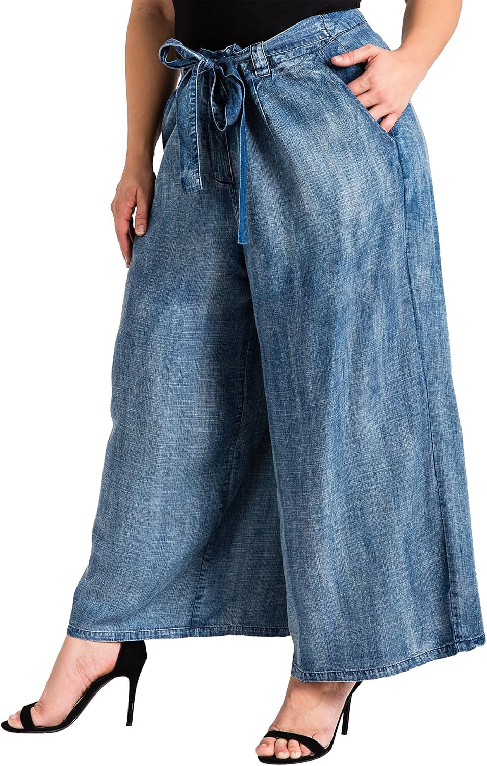 Standards & Practices Women’s Plus Size Tencel Denim Wide-Leg Palazzo Pants - Tampa Home & Garden Store