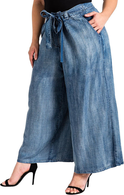 Standards & Practices Women’s Plus Size Tencel Denim Wide-Leg Palazzo Pants - Tampa Home & Garden Store