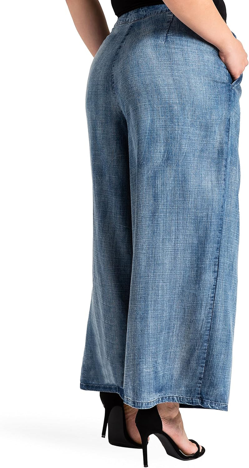 Standards & Practices Women’s Plus Size Tencel Denim Wide-Leg Palazzo Pants - Tampa Home & Garden Store