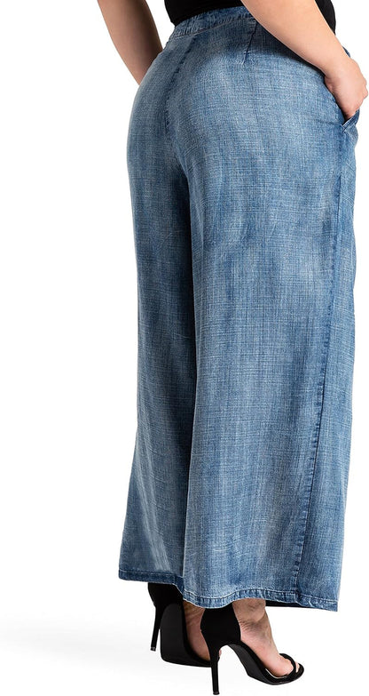 Standards & Practices Women’s Plus Size Tencel Denim Wide-Leg Palazzo Pants - Tampa Home & Garden Store