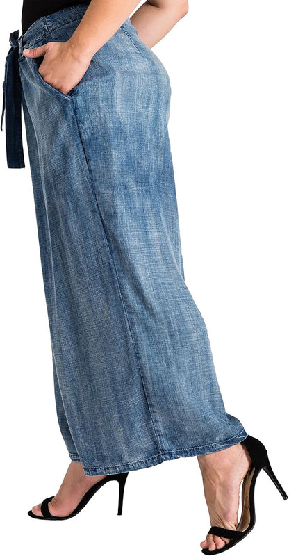 Standards & Practices Women’s Plus Size Tencel Denim Wide-Leg Palazzo Pants - Tampa Home & Garden Store