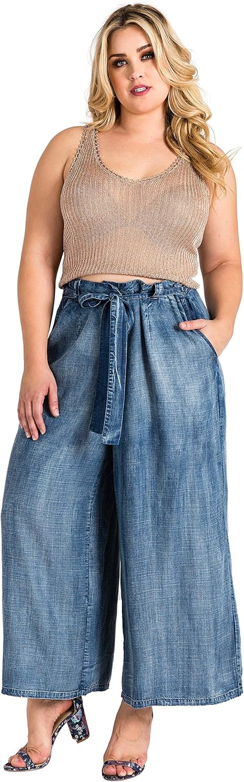 Standards & Practices Women’s Plus Size Tencel Denim Wide-Leg Palazzo Pants - Tampa Home & Garden Store