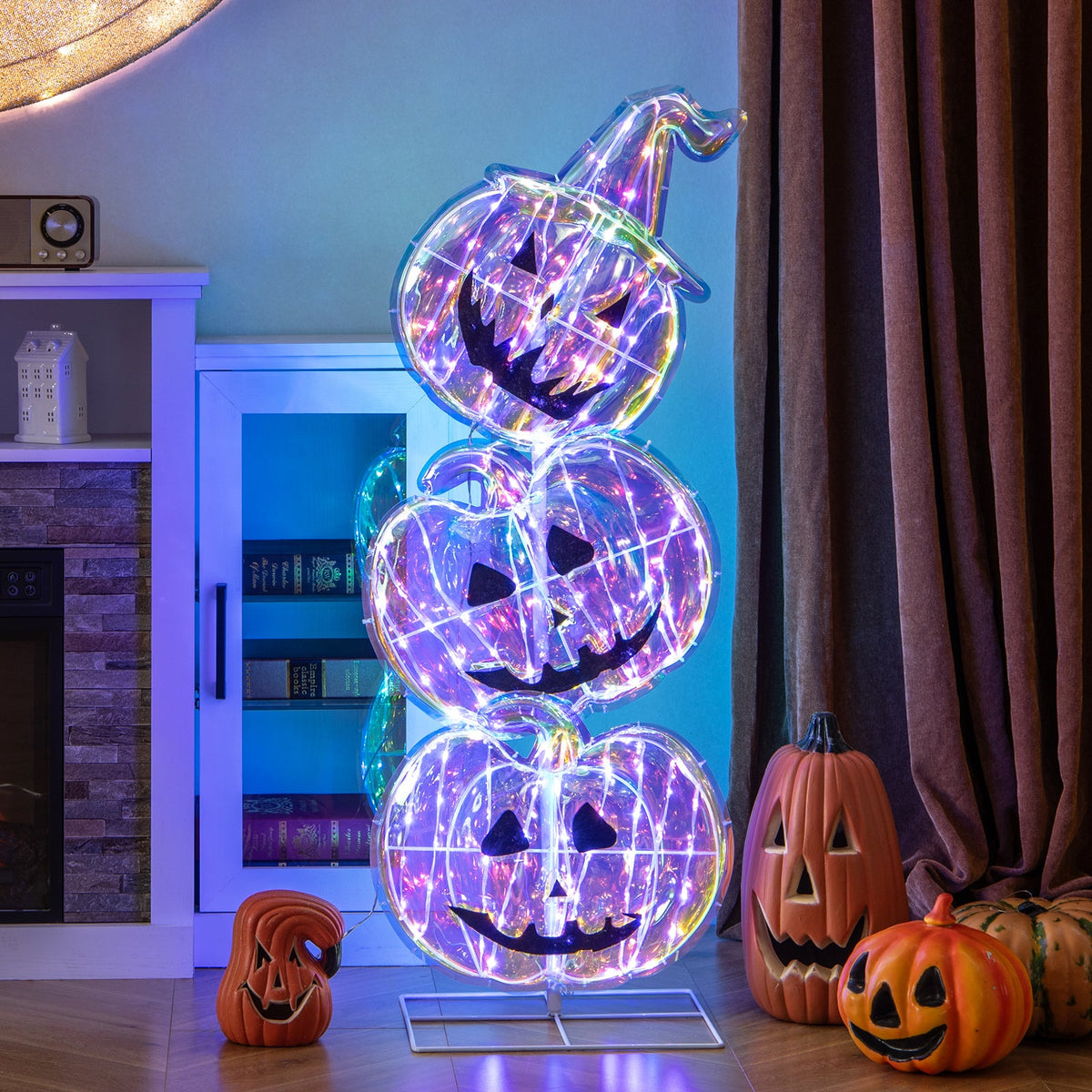 Standing 150 multicolor LED pumpkin decoration with base, jack-o'-lanterns DirectDeals on Tampa Home & Garden Store