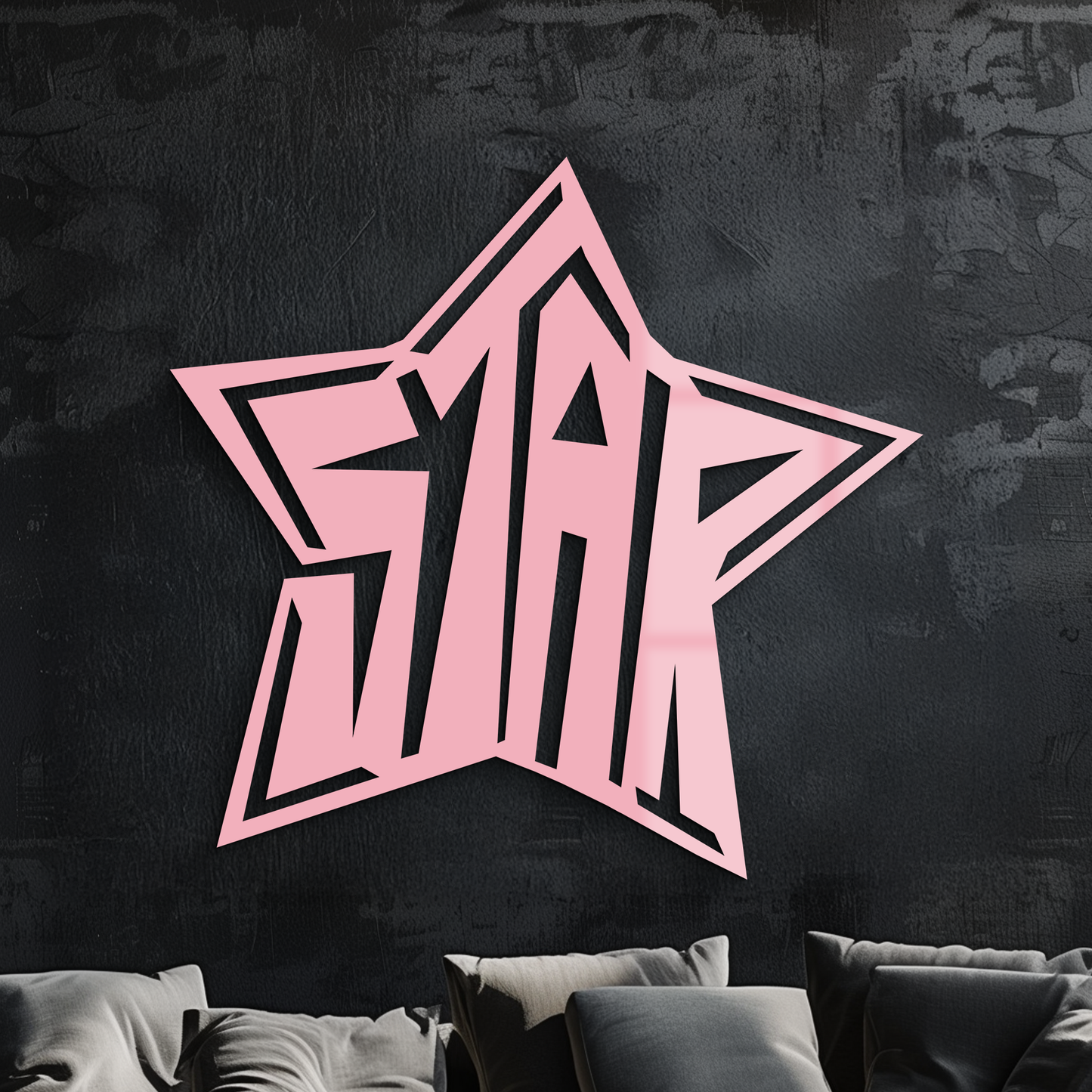 Star Shaped Typography Metal Wall Art – Bold Statement Design - KAFGP108 - Tampa Home & Garden Store