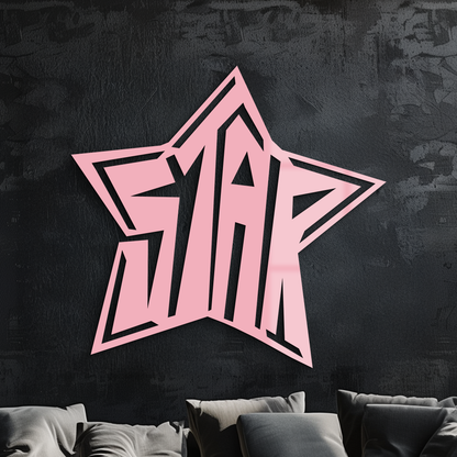 Star Shaped Typography Metal Wall Art – Bold Statement Design - KAFGP108 - Tampa Home & Garden Store