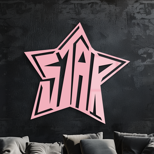 Star Shaped Typography Metal Wall Art – Bold Statement Design - KAFGP108 - Tampa Home & Garden Store