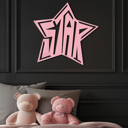 Star Shaped Typography Metal Wall Art – Bold Statement Design - KAFGP108 - Tampa Home & Garden Store