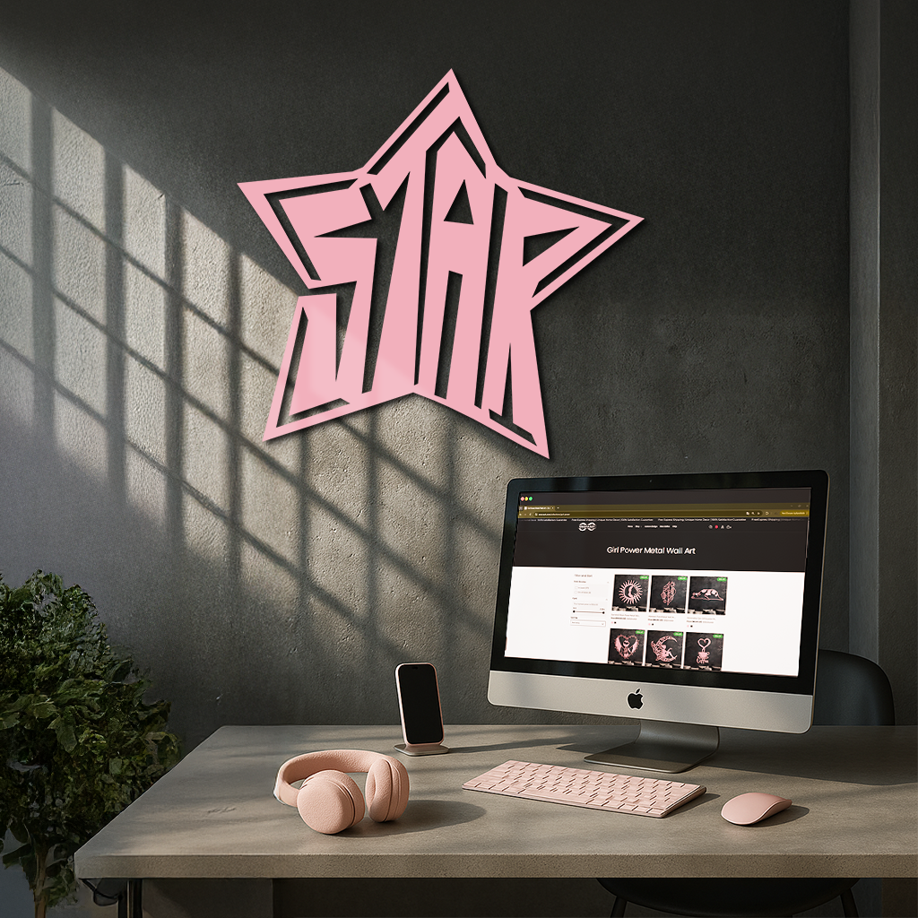 Star Shaped Typography Metal Wall Art – Bold Statement Design - KAFGP108 - Tampa Home & Garden Store