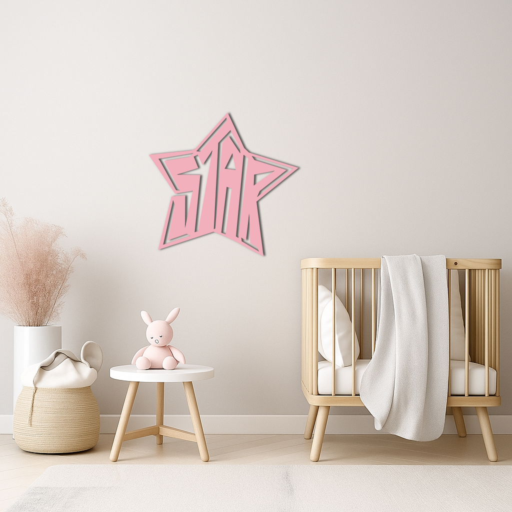 Star Shaped Typography Metal Wall Art – Bold Statement Design - KAFGP108 - Tampa Home & Garden Store