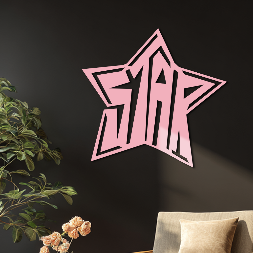 Star Shaped Typography Metal Wall Art – Bold Statement Design - KAFGP108 - Tampa Home & Garden Store