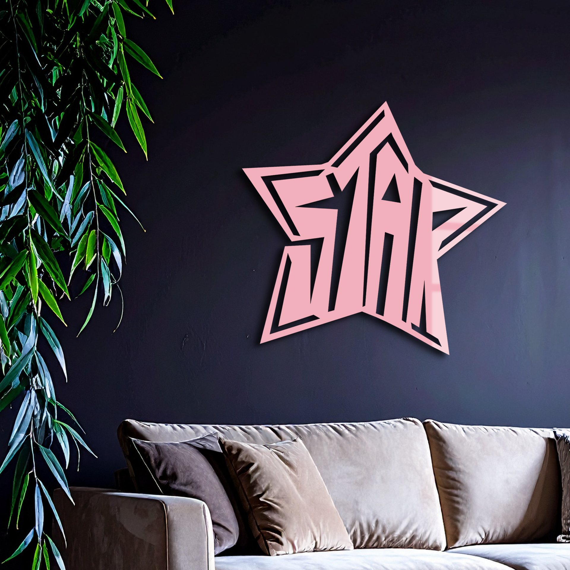 Star Shaped Typography Metal Wall Art – Bold Statement Design - KAFGP108 - Tampa Home & Garden Store