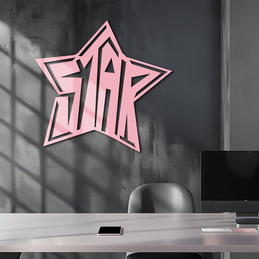 Star Shaped Typography Metal Wall Art – Bold Statement Design - KAFGP108 - Tampa Home & Garden Store