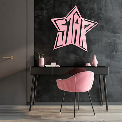 Star Shaped Typography Metal Wall Art – Bold Statement Design - KAFGP108 - Tampa Home & Garden Store