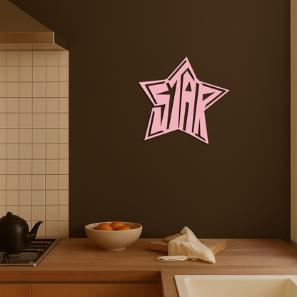 Star Shaped Typography Metal Wall Art – Bold Statement Design - KAFGP108 - Tampa Home & Garden Store