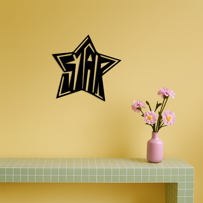 Star Shaped Typography Metal Wall Art – Bold Statement Design - KAFGP108 - Tampa Home & Garden Store