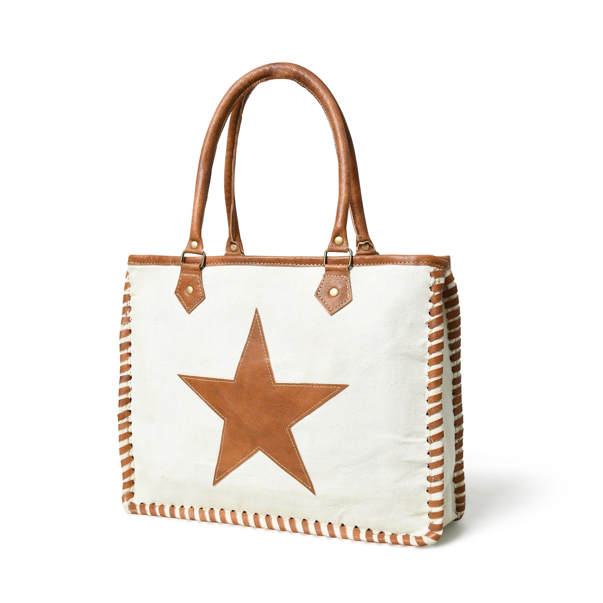 Star Upcycled Canvas Shoulder Tote - Tampa Home & Garden Store