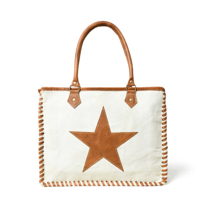Star Upcycled Canvas Shoulder Tote - Tampa Home & Garden Store