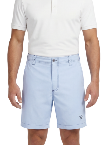 Starboard Shorts White Water Life light blue with belt loops, front pockets, leg logo on Tampa Home & Garden Store