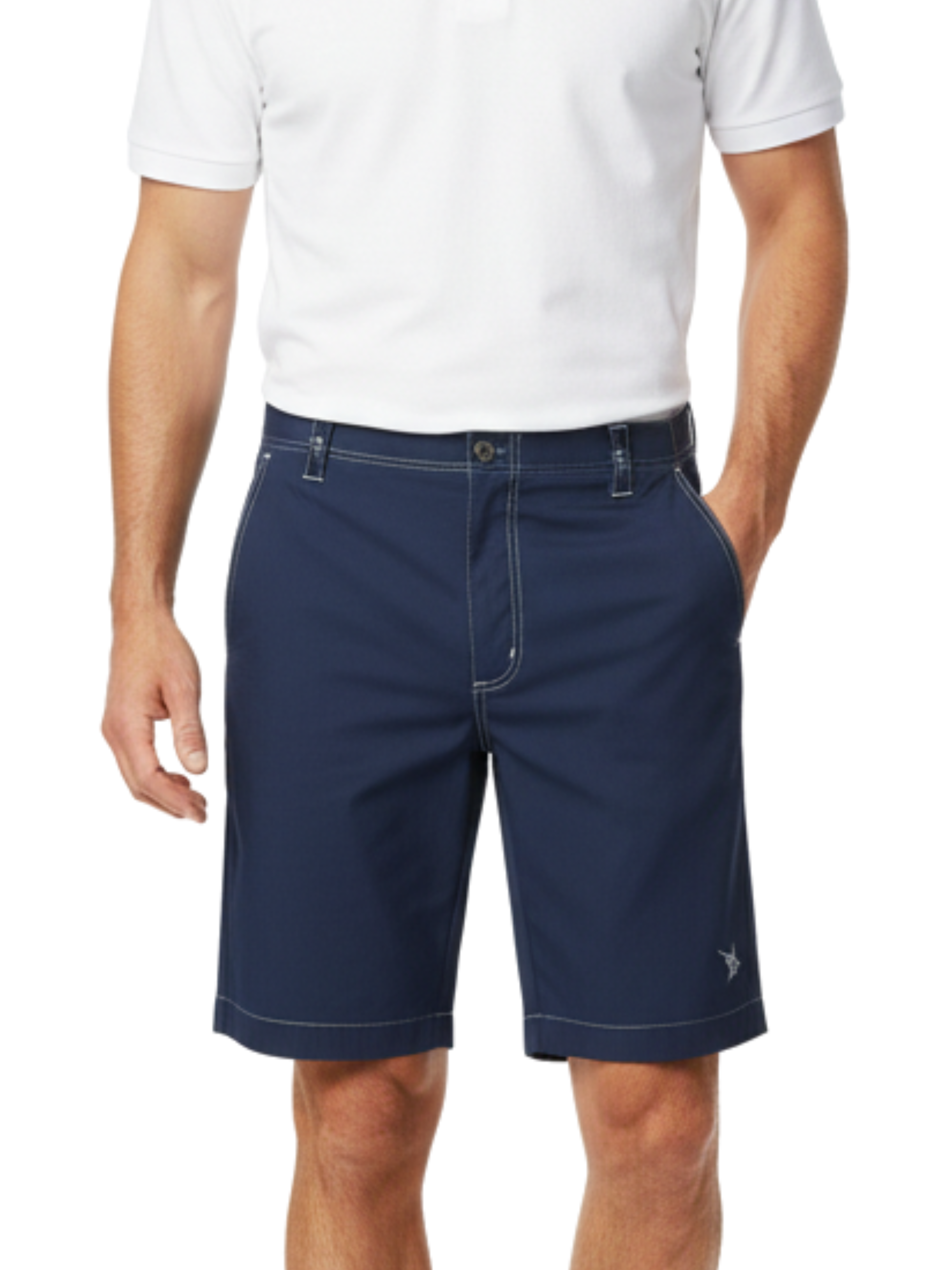 Starboard Shorts navy by White Water Life with contrast stitching and belt loops on Tampa Home & Garden Store