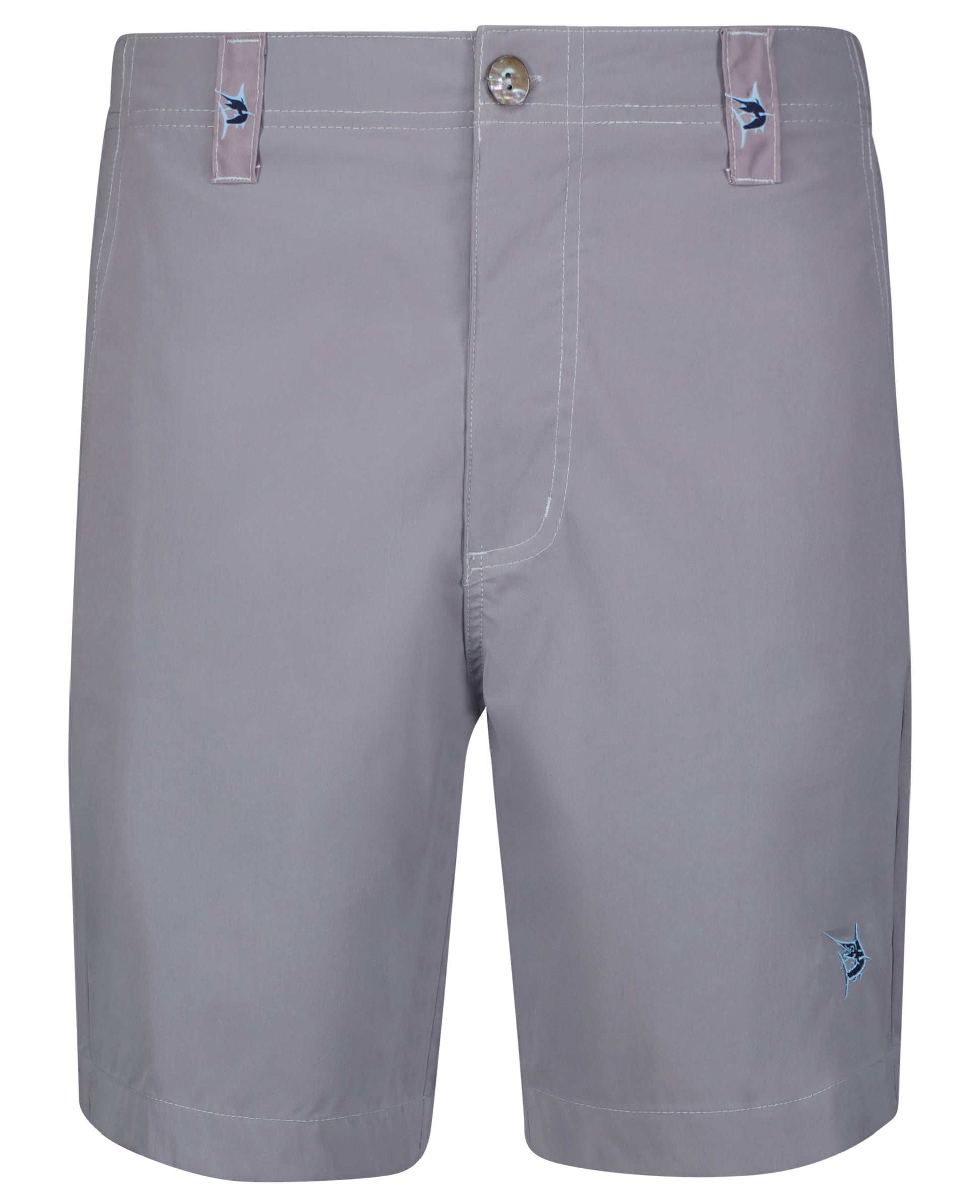 Starboard Shorts by White Water Life lavender-gray shorts with logoed belt loops on Tampa Home & Garden Store