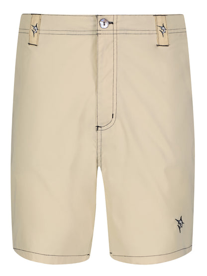 Starboard Shorts by White Water Life in tan with logo belt loops and front button closure on Tampa Home & Garden Store