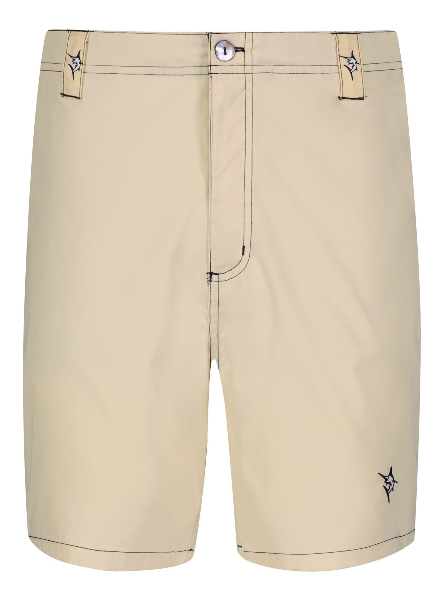 Starboard Shorts by White Water Life, beige shorts with stitching and logo belt loops on Tampa Home & Garden Store