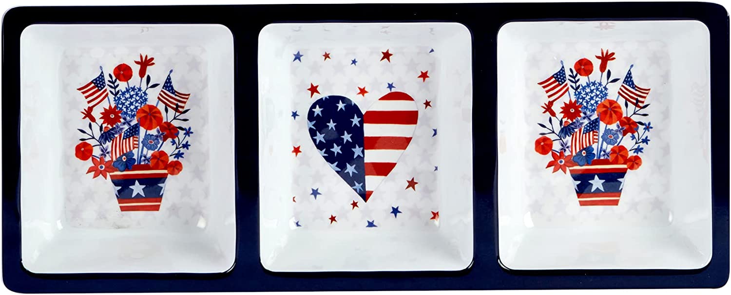 Stars and Stripes 3 Section Relish Tray - Tampa Home & Garden Store