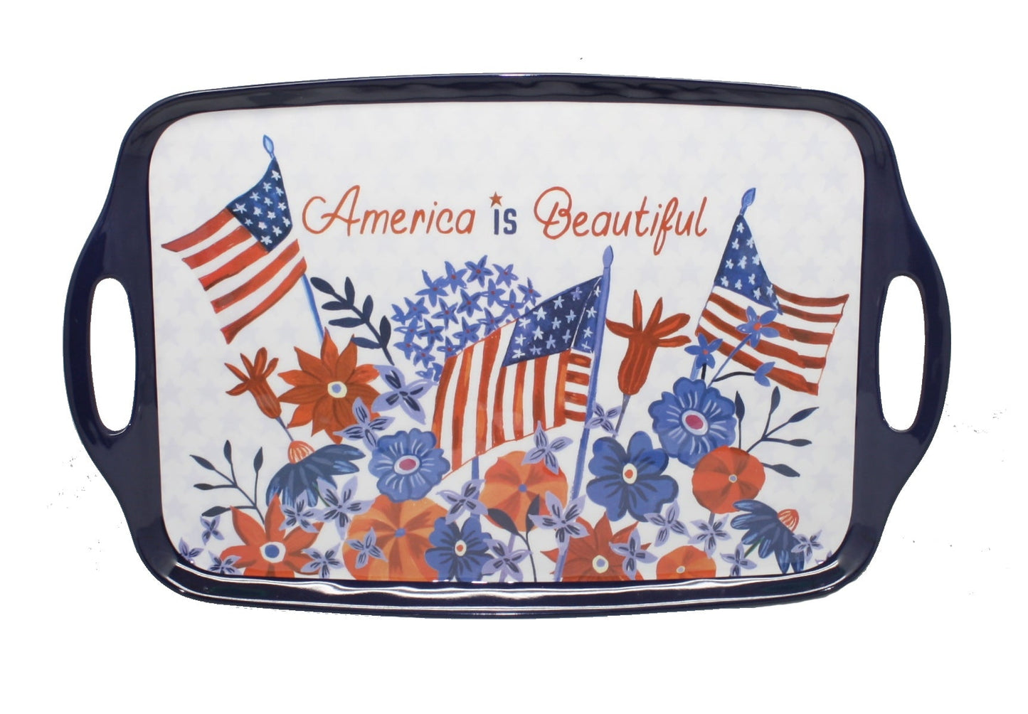 Stars and Stripes Rectangular Serving Tray With Handles - Tampa Home & Garden Store