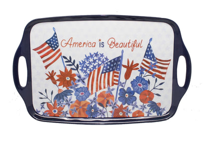 Stars and Stripes Rectangular Serving Tray With Handles - Tampa Home & Garden Store